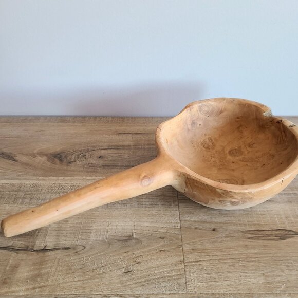 Hand carved wooden ladle. Natural wood. 15 1/4''long. Rustic decor. Farm house. - Picture 4 of 12